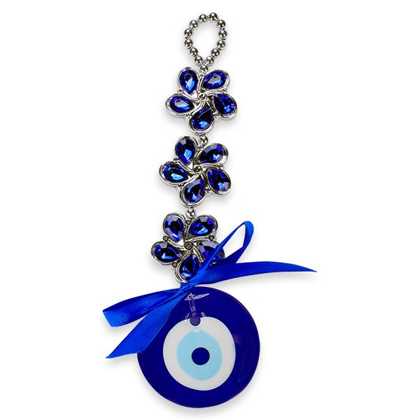 Blue Flowers Evil Eye Wall Hanging
